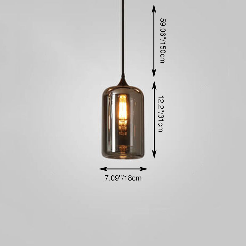 Sospensione LED in Vetro Grigio Fumo Moderno a 1 Luce
