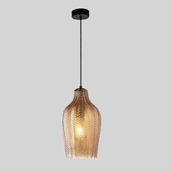 Lampada a Sospensione Barrel 1 Luce in Vetro Wave Testurizzato Nordico