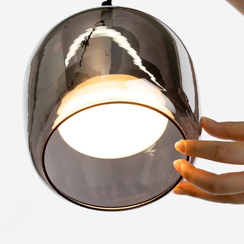 Lampada a Sospensione Minimalista di Giugno in Vetro Grigio Fumo