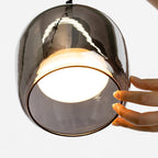 Lampada a Sospensione Minimalista di Giugno in Vetro Grigio Fumo
