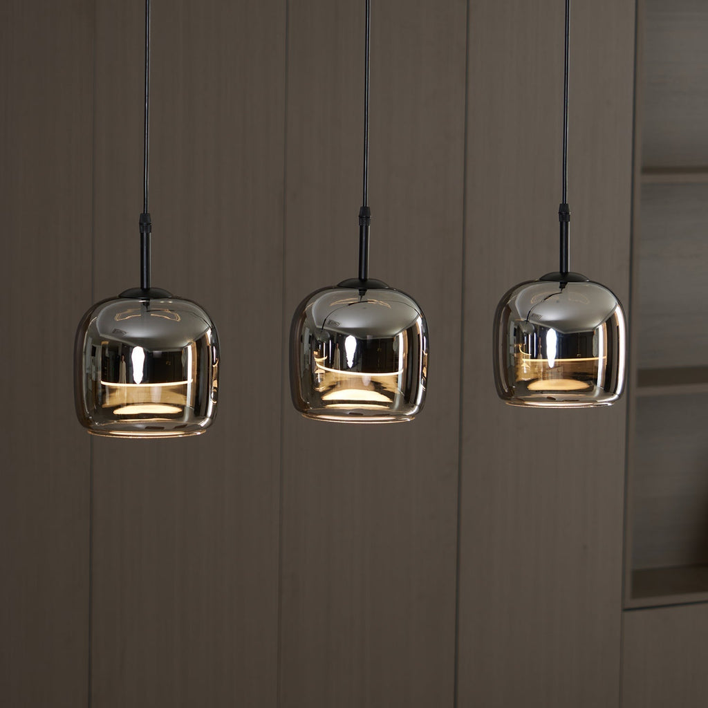 Lampada a Sospensione Minimalista di Giugno in Vetro Grigio Fumo