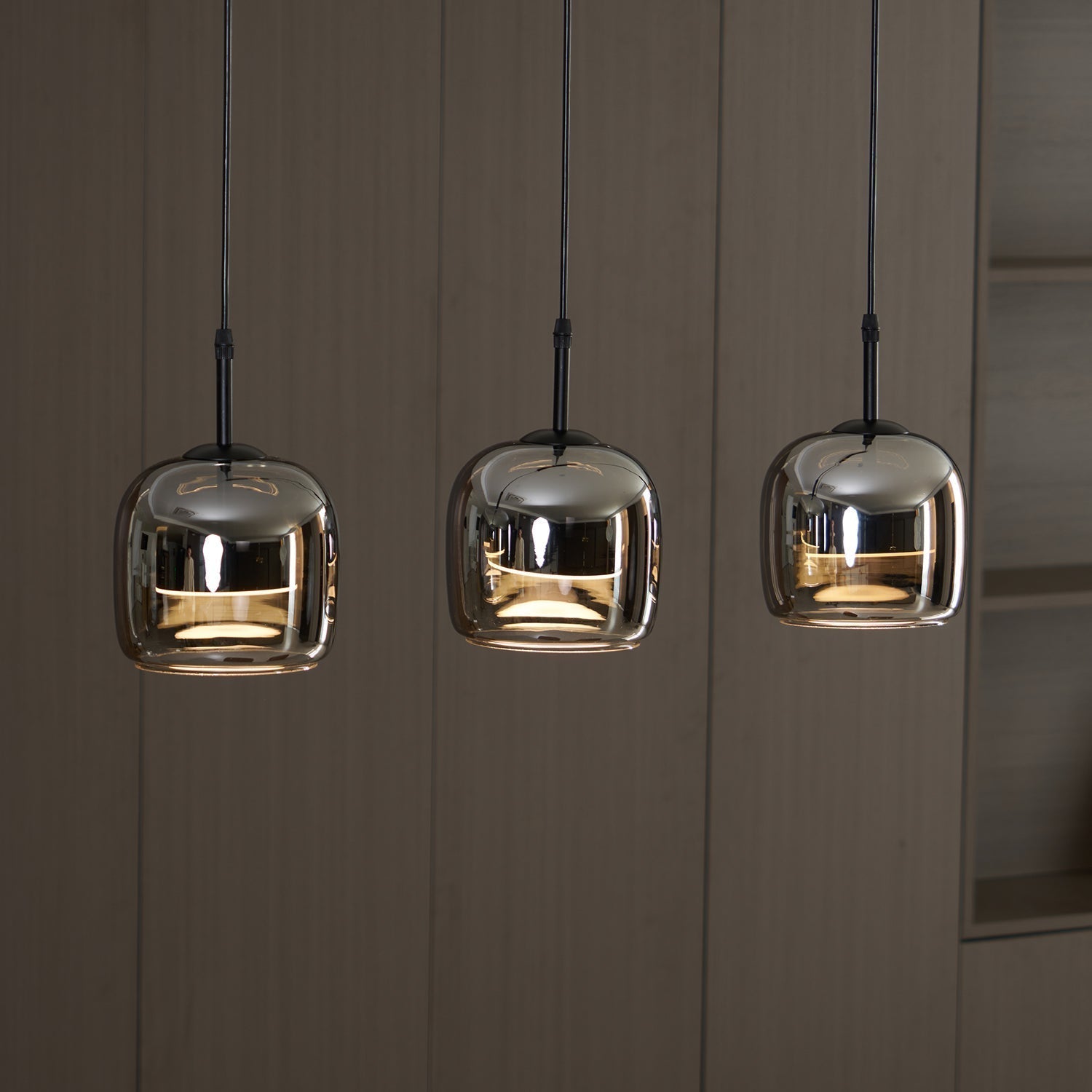 Lampada a Sospensione Minimalista di Giugno in Vetro Grigio Fumo