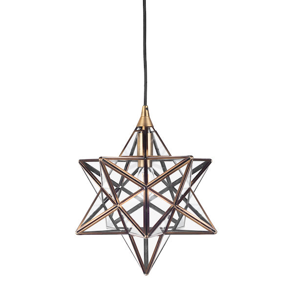 Pendente Piccola Stella Dar Ilario Ottone Antico e Vetro