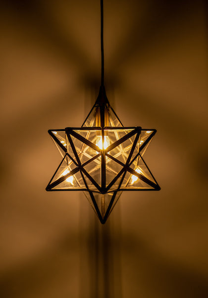 Pendente Piccola Stella Dar Ilario Ottone Antico e Vetro