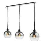Dar Lycia 3 Luci Bar Pendant Nero Opaco Ombre Vetro Fumé