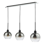 Dar Lycia 3 Luci Bar Pendant Nero Opaco Ombre Vetro Fumé