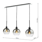 Dar Lycia 3 Luci Bar Pendant Nero Opaco Ombre Vetro Fumé
