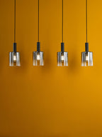 Dar Savannah 4 Light Bar Pendant Nero Opaco e Vetro Fumé