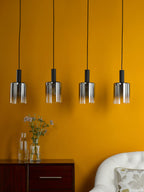 Dar Savannah 4 Light Bar Pendant Nero Opaco e Vetro Fumé