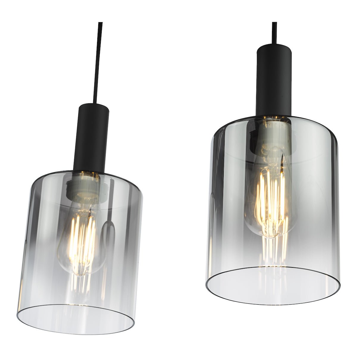 Dar Savannah 4 Light Bar Pendant Nero Opaco e Vetro Fumé