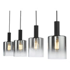 Dar Savannah 4 Light Bar Pendant Nero Opaco e Vetro Fumé
