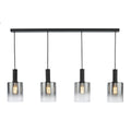 Dar Savannah 4 Light Bar Pendant Nero Opaco e Vetro Fumé