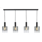 Dar Savannah 4 Light Bar Pendant Nero Opaco e Vetro Fumé