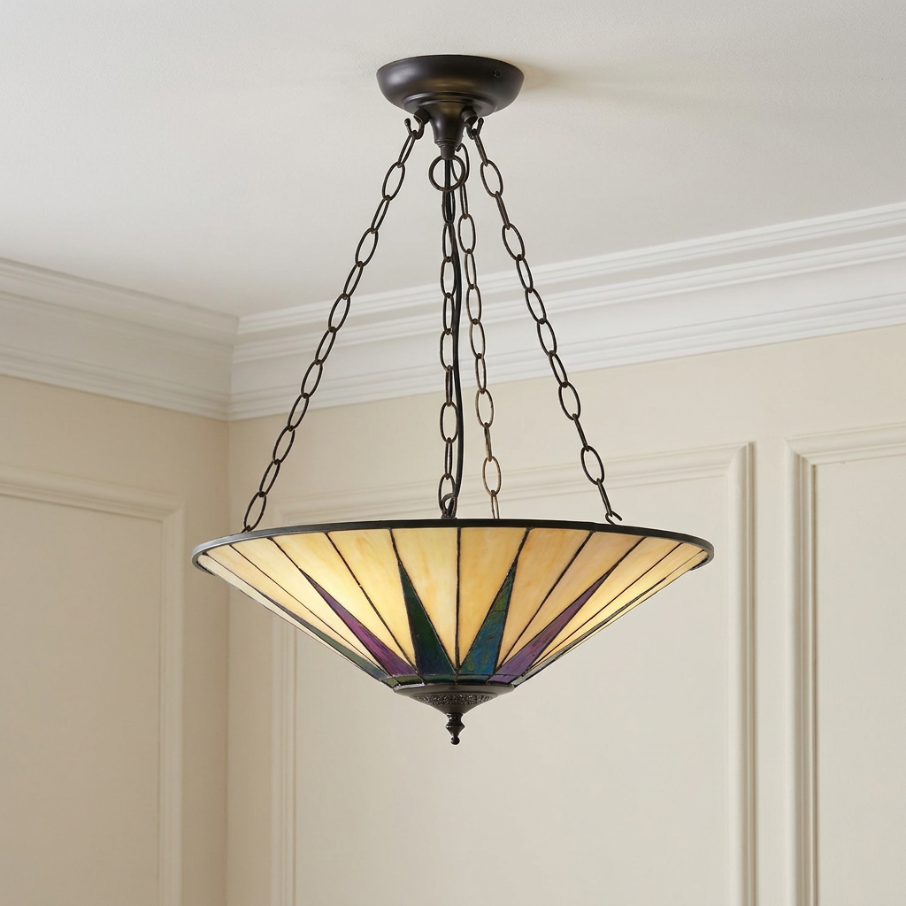 Lampadario Invertito Tiffany Dark Star Grande