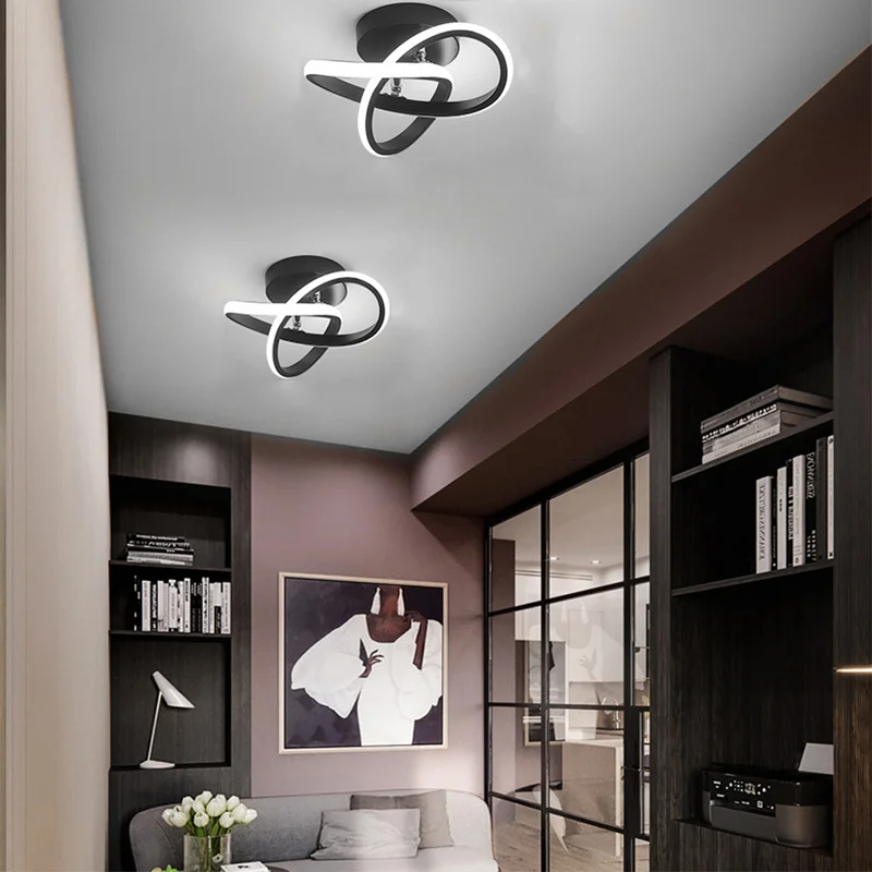 Lampada da soffitto – Ferro & Acrilico – Nero/Bianco – Ø40 cm – Moderna lampada a LED per soggiorno e corridoio