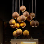 Frendorf | Lampada a sospensione in legno a forma di sfera | Design moderno e naturale