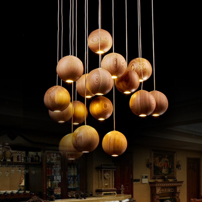 Frendorf | Lampada a sospensione in legno a forma di sfera | Design moderno e naturale
