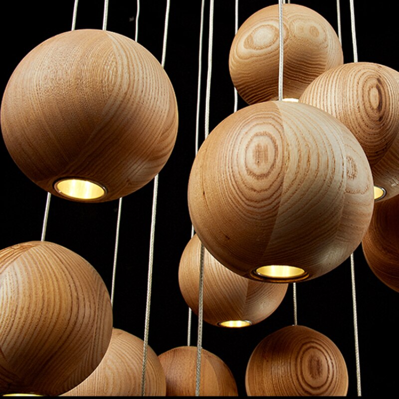 Frendorf | Lampada a sospensione in legno a forma di sfera | Design moderno e naturale