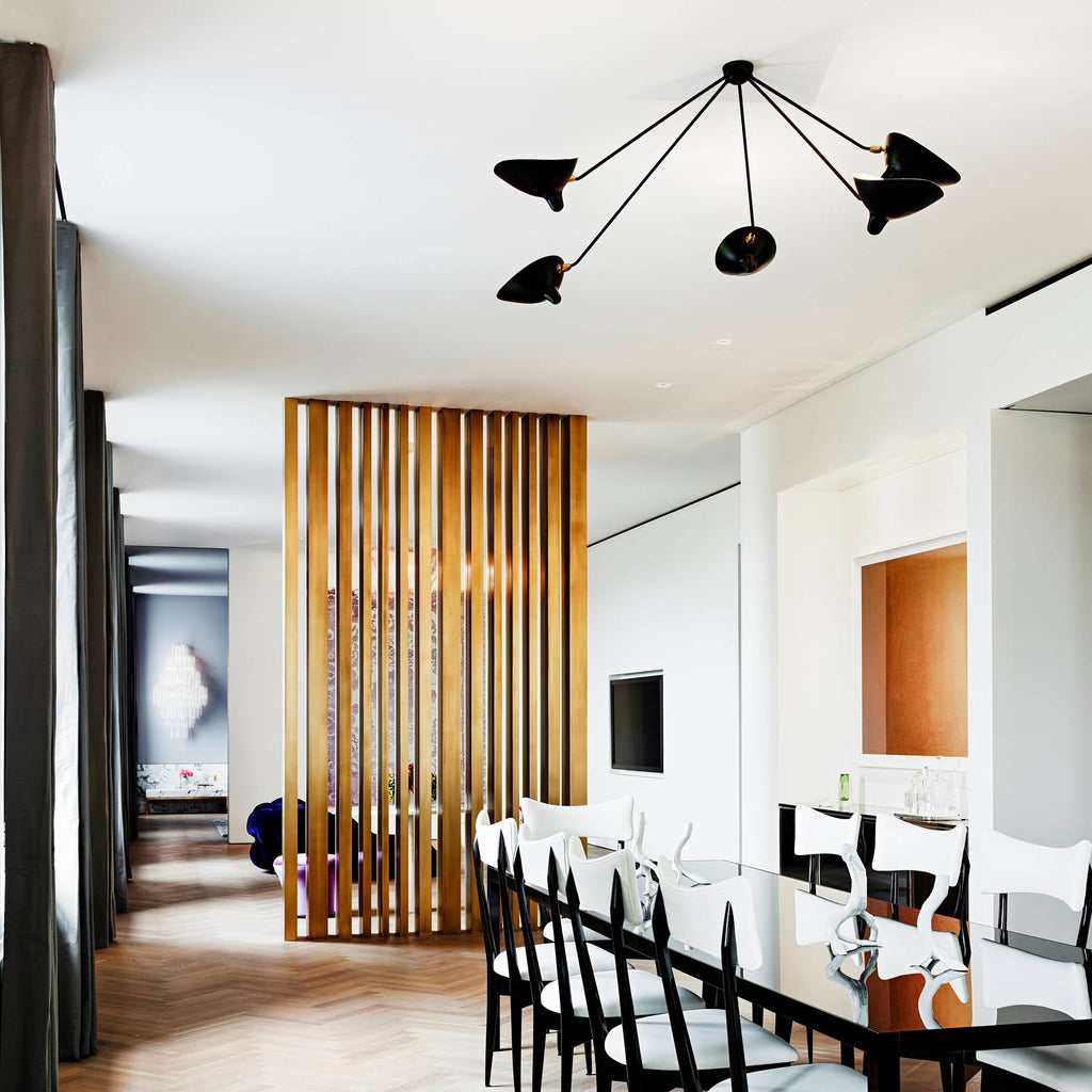 Lampada da soffitto designer – Metallo – Nero/Bianco – 5 sorgenti luminose – Stile industriale per soggiorno