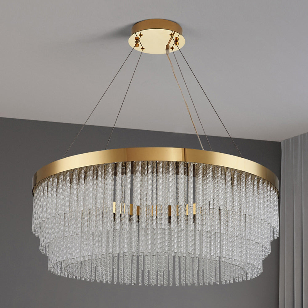 Anello in Cristallo a Spirale Moderno Kristy / Lampadario Rettangolare, Oro