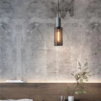 Xenith Lampada a Sospensione Industriale Cilindrica, Cemento/Metallo