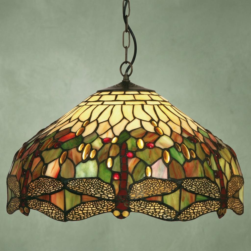 Lampada da soffitto Tiffany Grande Libellula, attacco per una lampadina