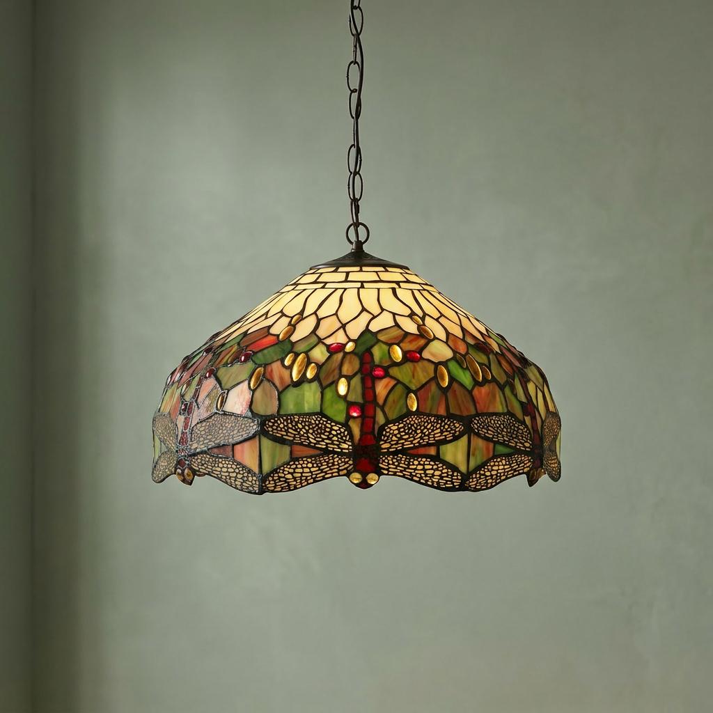 Lampada da soffitto Tiffany Medium Dragonfly, attacco per una lampadina