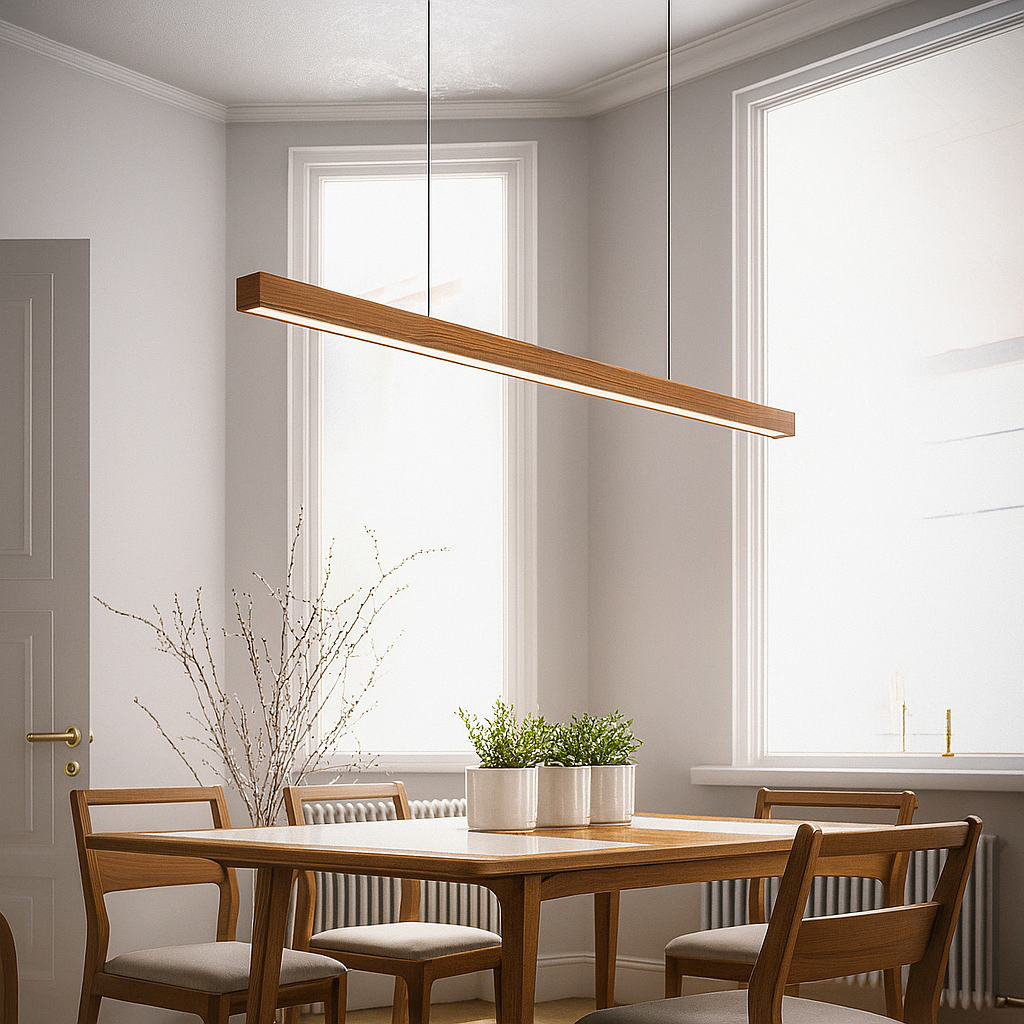 Lampada a sospensione lineare in legno LED Gindo