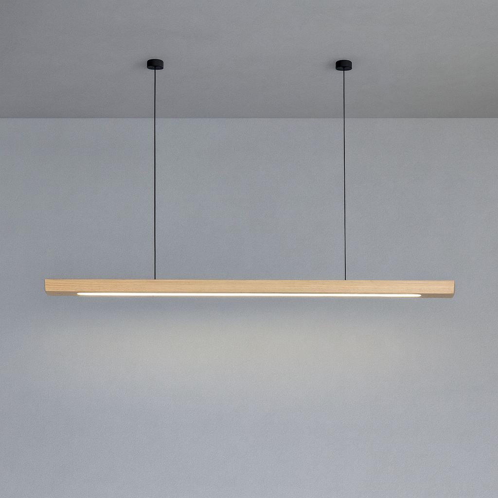 Lampada a sospensione lineare in legno LED Gindo