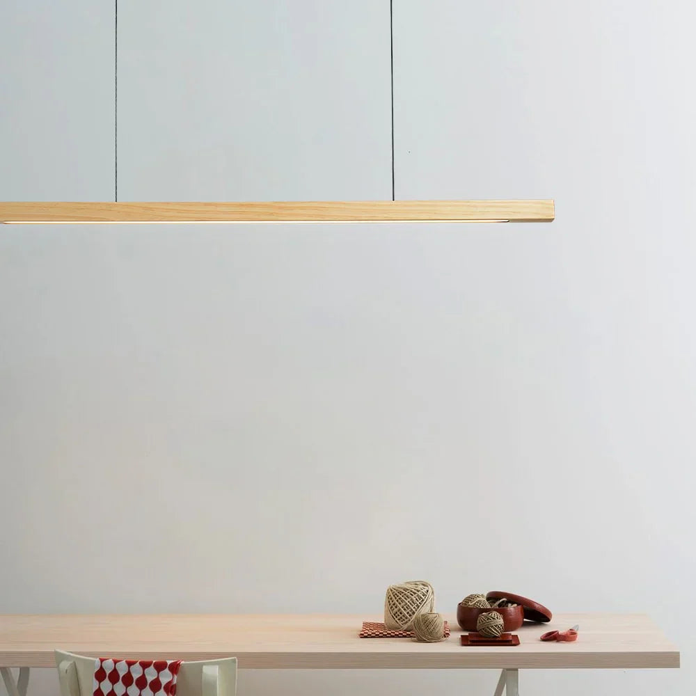 Lampada a sospensione lineare in legno LED Gindo