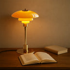 Lampada da Tavolo con Paralume in Vetro Vintage Danese