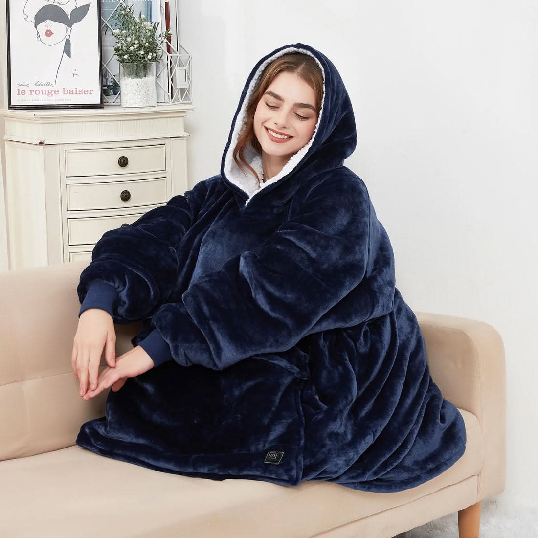 Felpa con Cappuccio Riscaldata USB – Morbida Coperta Elettrica da Indossare per un Comfort Accogliente a Casa