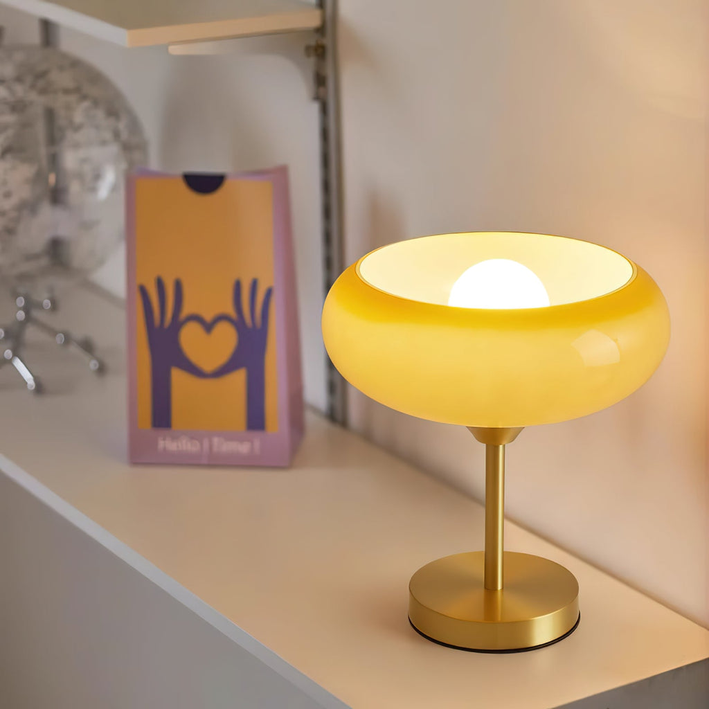 Lampada da Tavolo in Vetro a Forma di Crostata