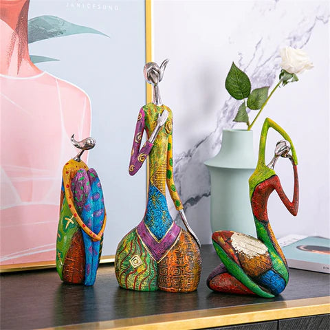 Elara Haus Figurina Astratta di Donna Yoga - Scultura Colorata in Arte Graffiti