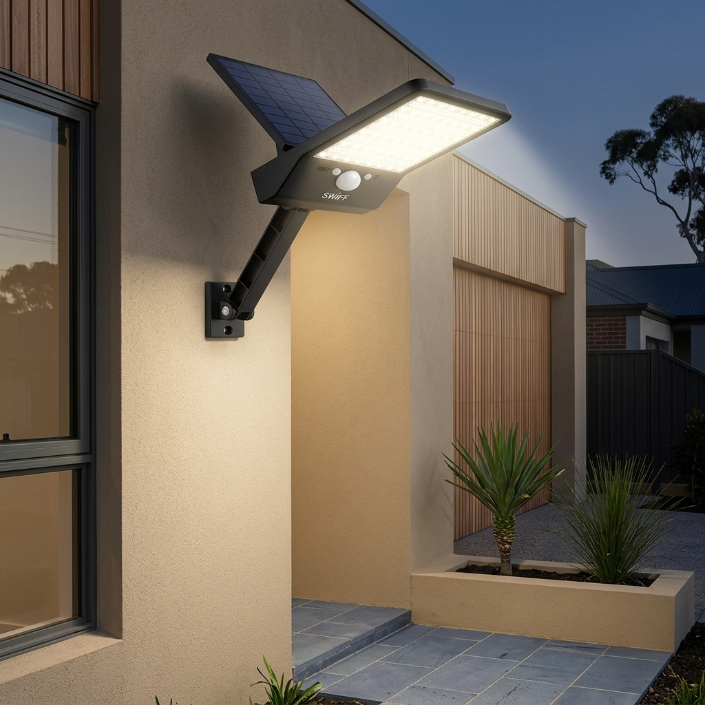 Elara Haus Lampada da Parete di Sicurezza LED Solare Regolabile con Telecomando e Sensore di Movimento