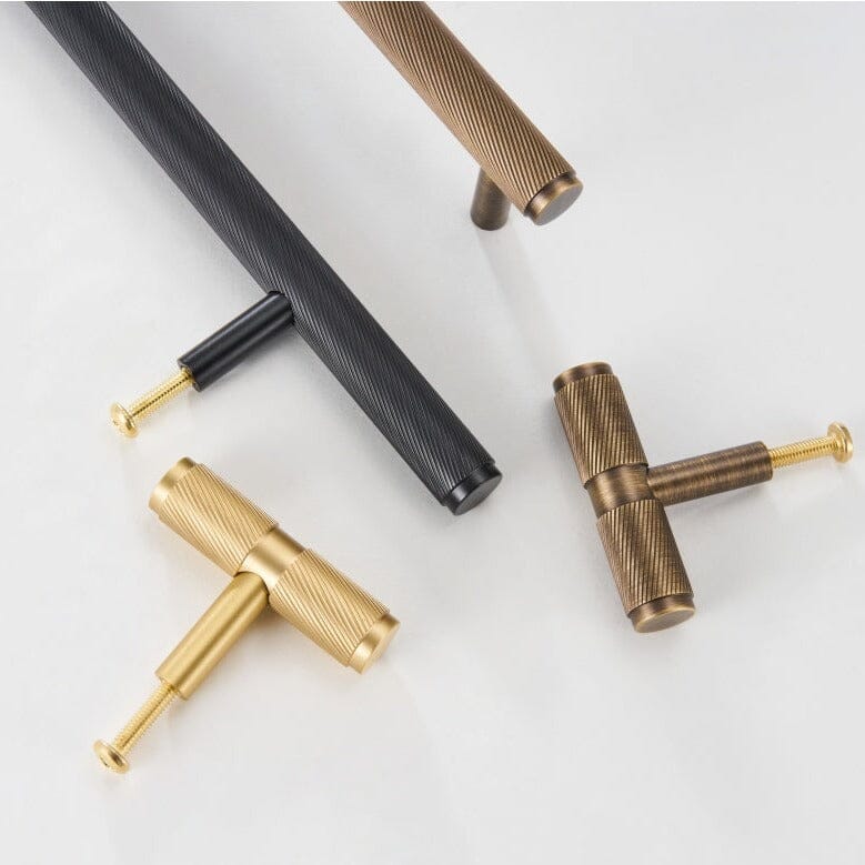 Elara Haus Maniglia per Cassetto Architettonica Minimalista in Ottone a Vortice