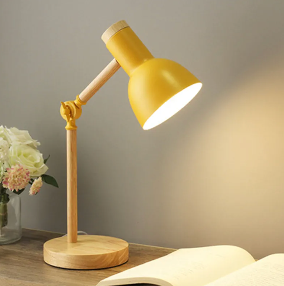 Lampada da Tavolo Articolata in Legno Elara Haus - Luce da Lettura Regolabile Moderna