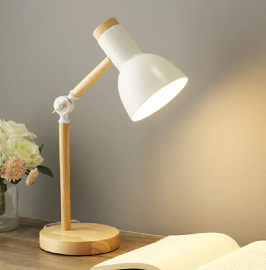 Lampada da Tavolo Articolata in Legno Elara Haus - Luce da Lettura Regolabile Moderna