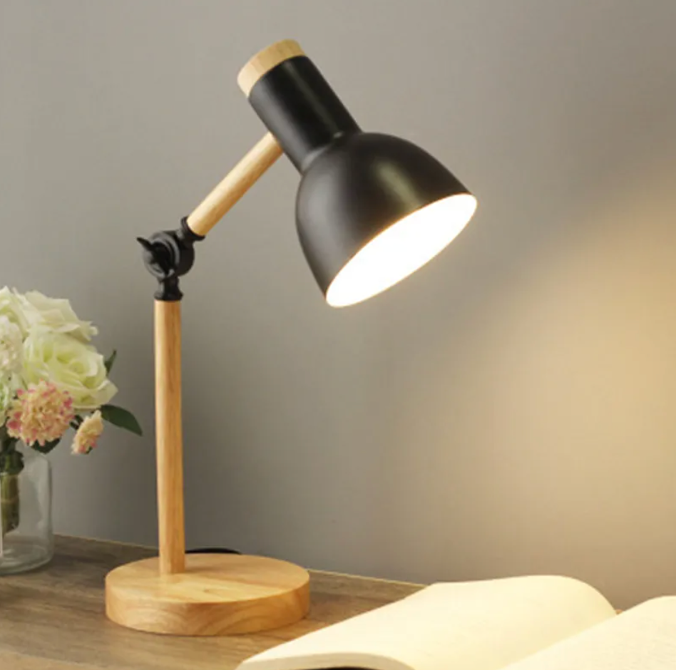 Lampada da Tavolo Articolata in Legno Elara Haus - Luce da Lettura Regolabile Moderna