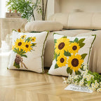 Cuscino in Cotone Ricamato a Motivo Girasole Elara Haus Artisan