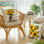 Cuscino in Cotone Ricamato a Motivo Girasole Elara Haus Artisan