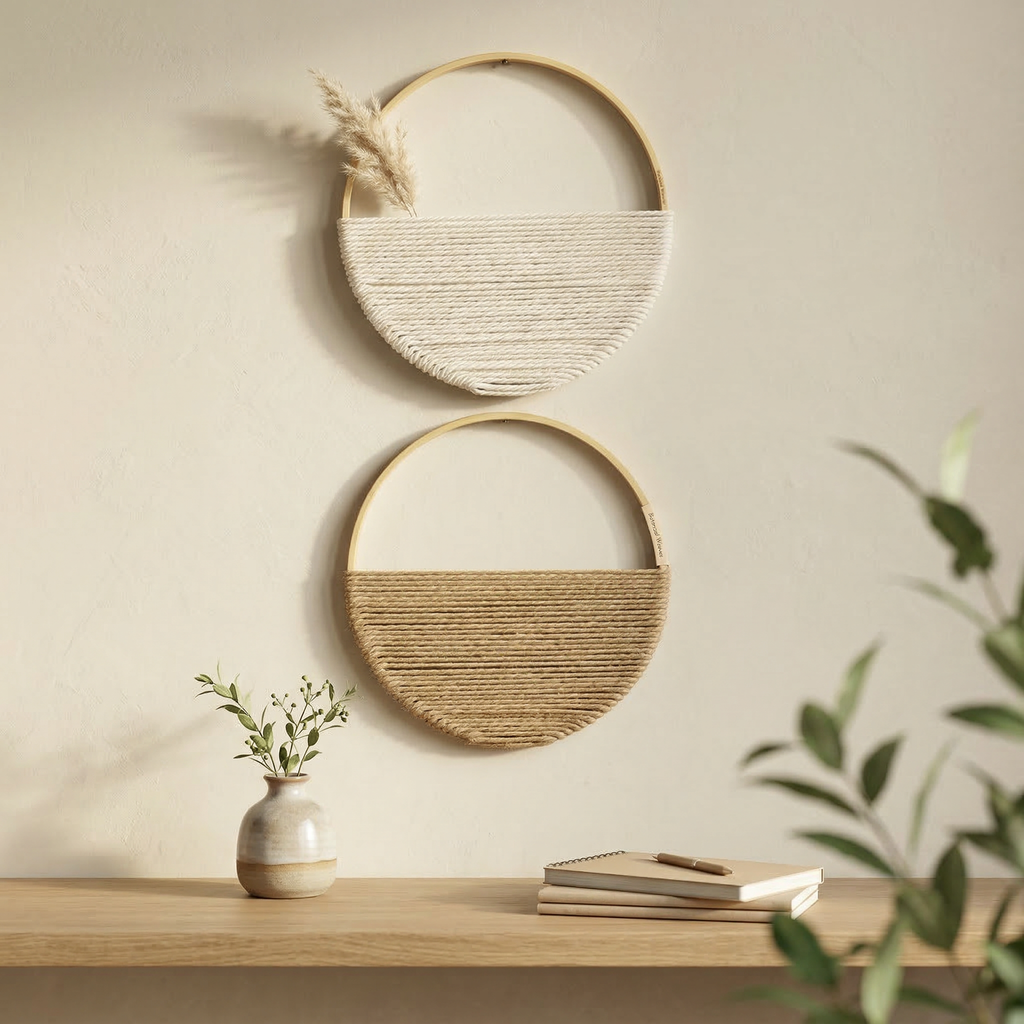 Elara Haus Set di Arazzi Geometrici Artigianali in Macramé