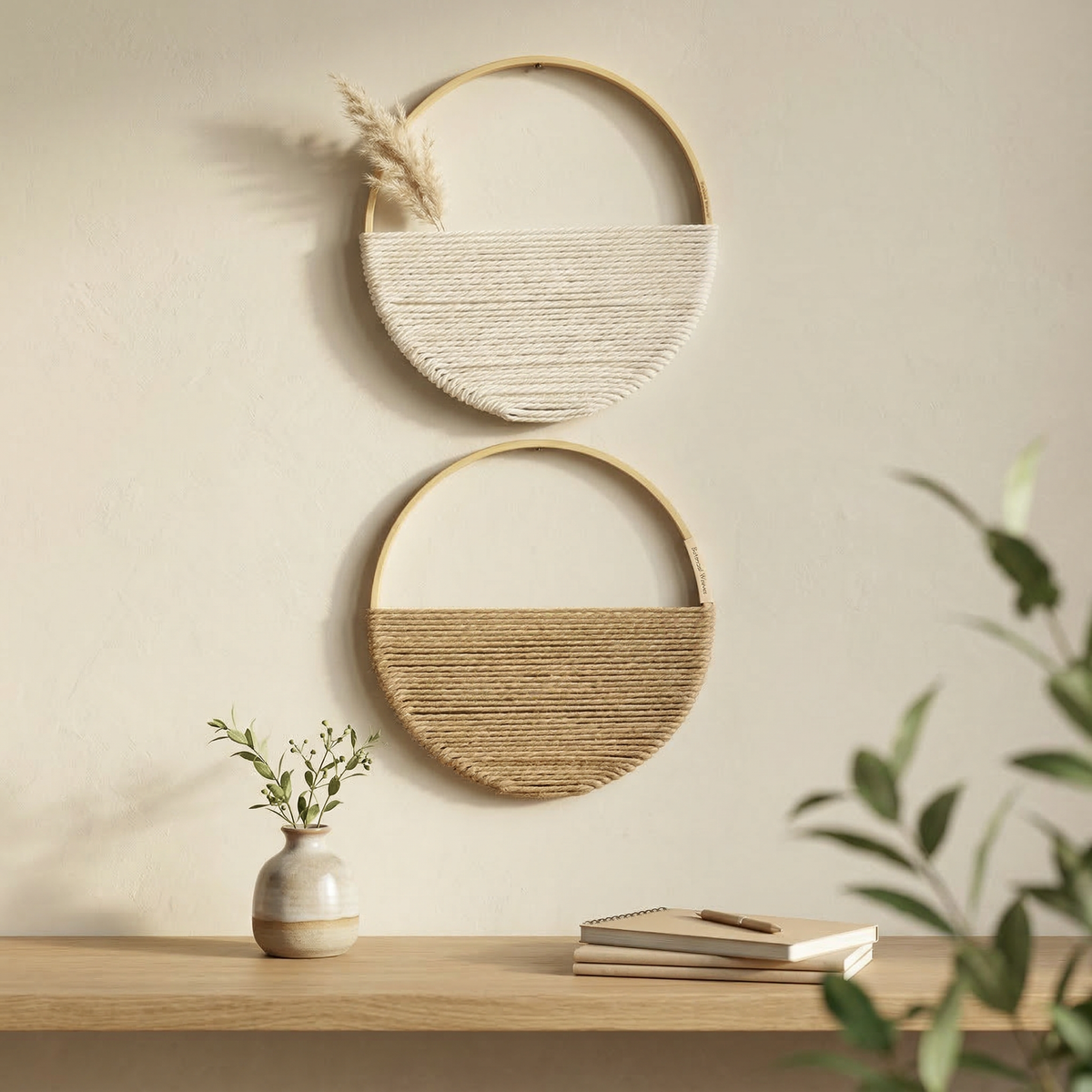 Elara Haus Set di Arazzi Geometrici Artigianali in Macramé