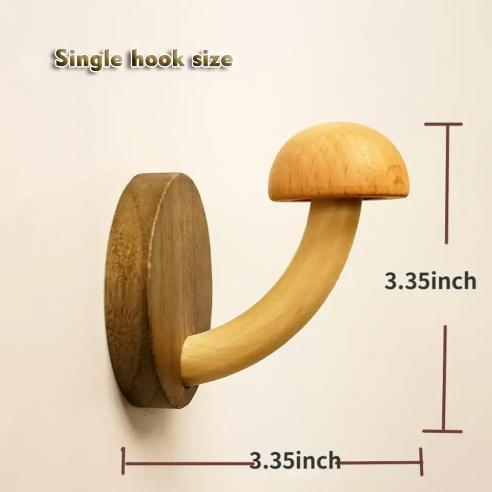 Set di Ganci a Parete a Fungo in Legno Artigianale Elara Haus