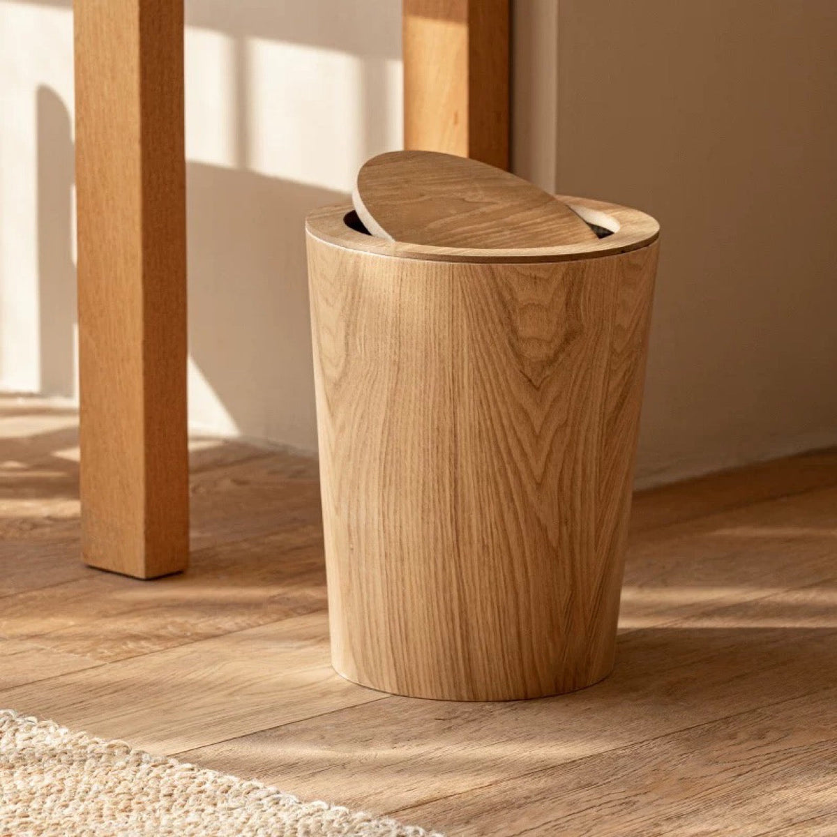Elara Haus Cestino per Rifiuti Rotante in Stile Artigianale in Legno