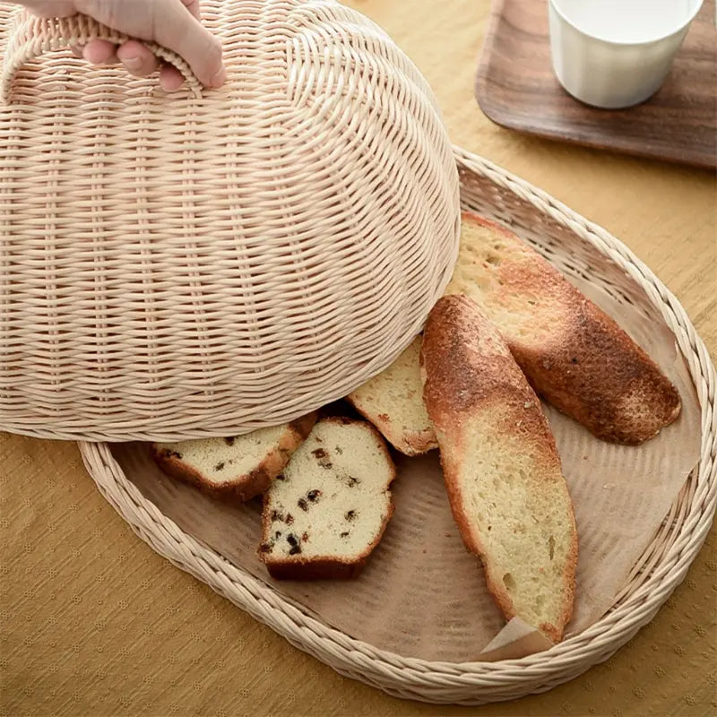 Elara Haus Cloche per Pane in Rattan Intrecciato Artigianale