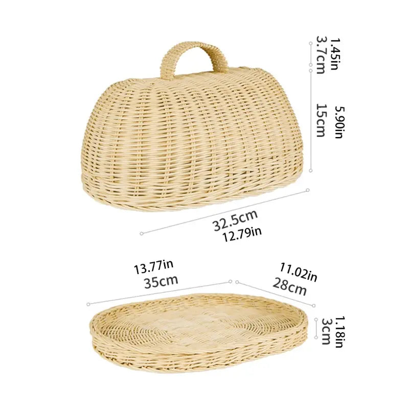 Elara Haus Cloche per Pane in Rattan Intrecciato Artigianale