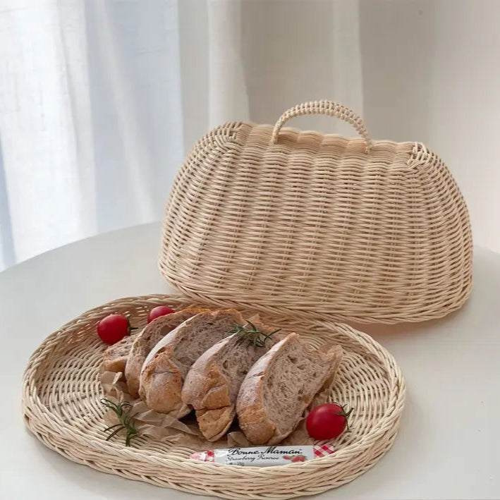 Elara Haus Cloche per Pane in Rattan Intrecciato Artigianale