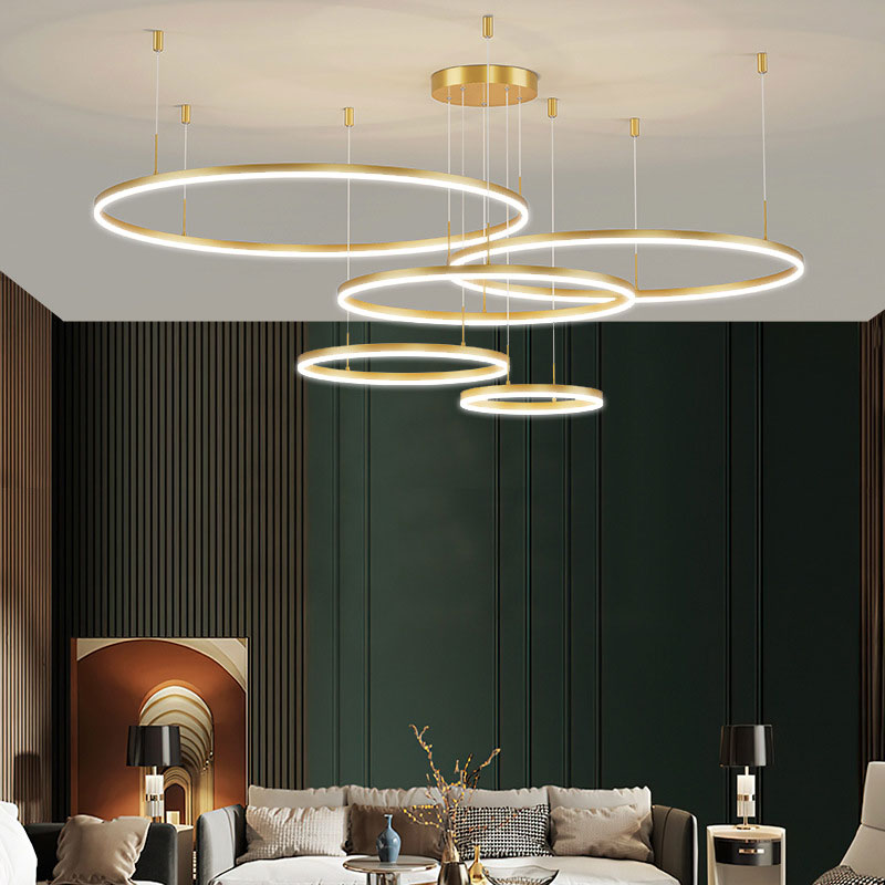 Elara Haus Pendant Lampada Circolare Artistica - Luce LED a 3 Anelli