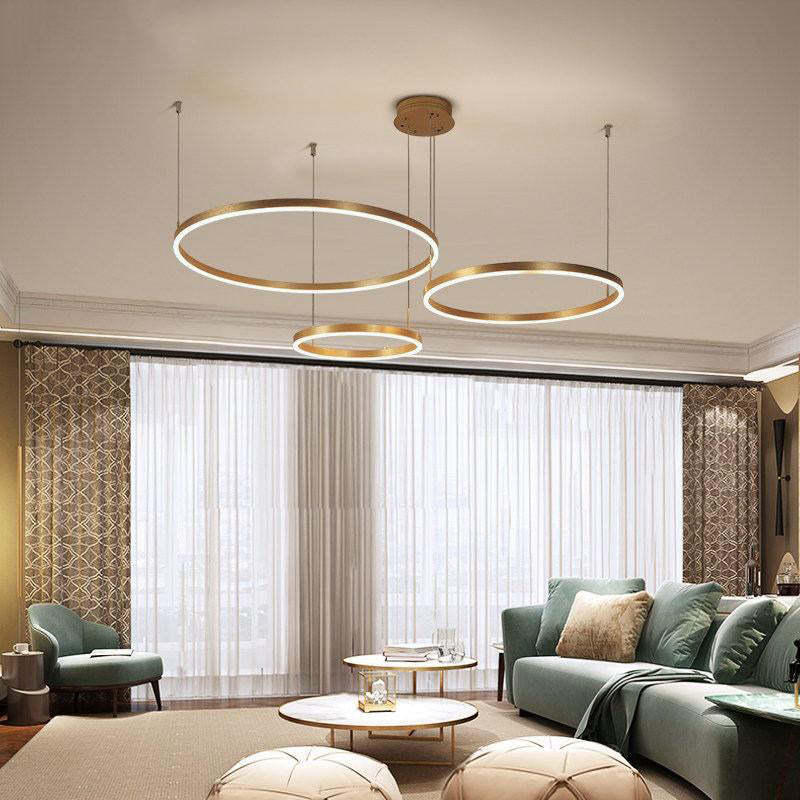 Elara Haus Pendant Lampada Circolare Artistica - Luce LED a 3 Anelli